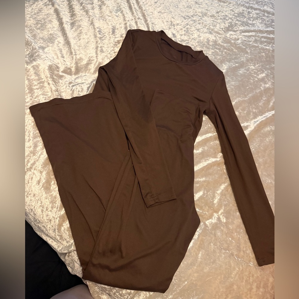 Brown flare pants 2 piece set